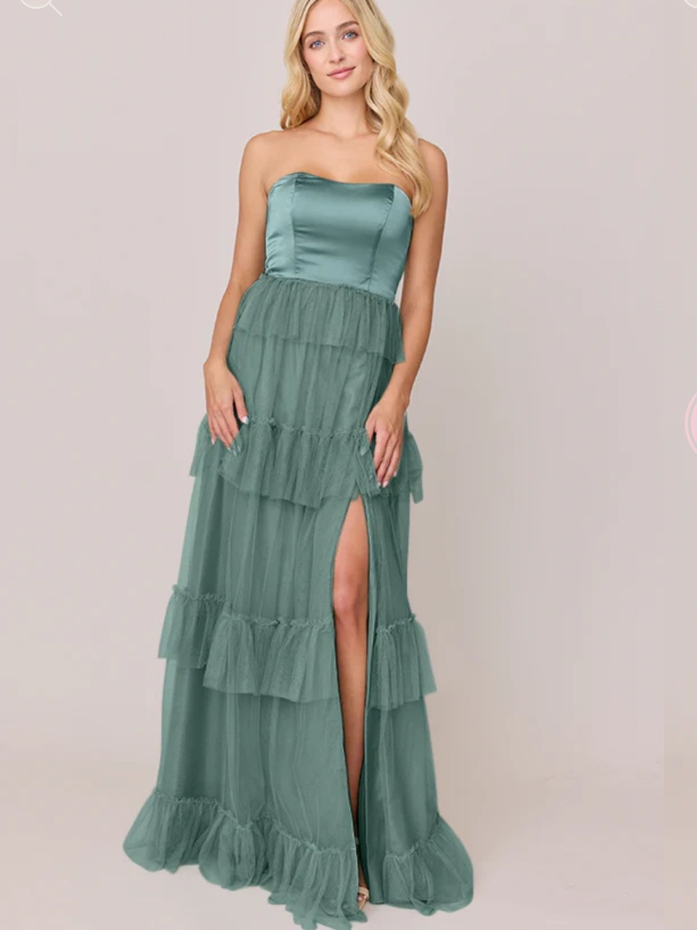Revelry Frankie Rosemary satin tulle maxi dress sz. 8. Tulle lace up corset back